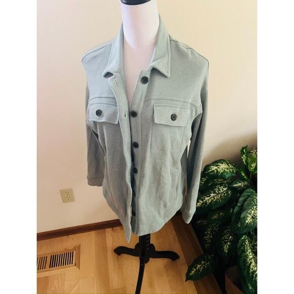 Madewell Brushed Knit Shirt Jacket Mint - Picture 6 of 8